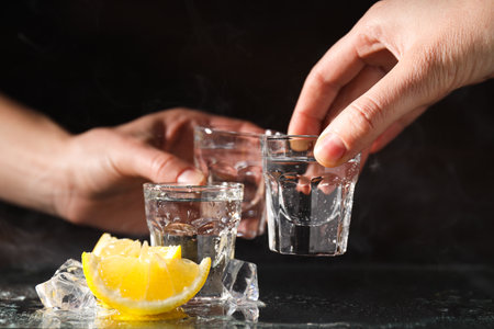 Concept of strong alcoholic drink - vodka drinkの写真素材