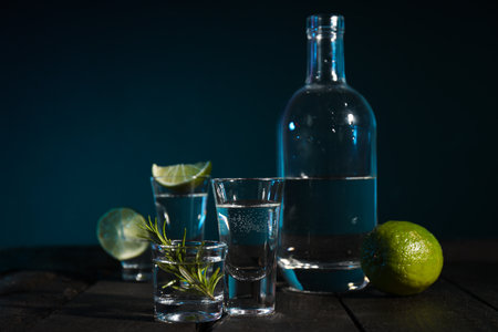 Concept of strong alcoholic drink - vodka drinkの写真素材