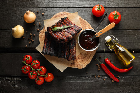 Tasty fried food - barbecue ribs, tasty fried meatの写真素材