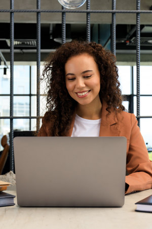 Coworking and work in office concept with young woman