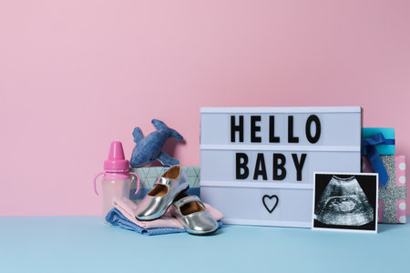 Coming soon baby concept with letter boardの写真素材