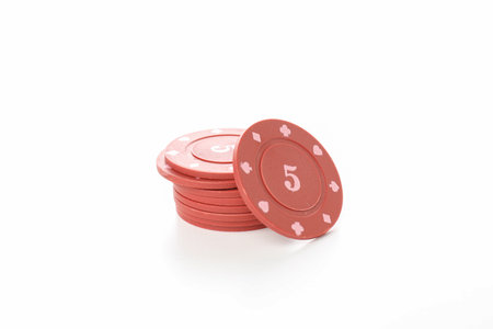 Poker chips isolated on white background, close up