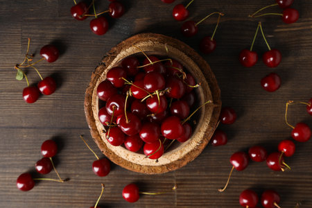 Concept of fresh summer food - delicious cherryの写真素材