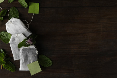 Concept of ingredients for making tea - tea bag