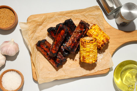 Tasty fried food - barbecue ribs, tasty fried meatの写真素材