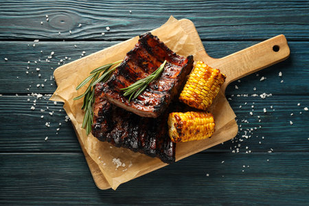Tasty fried food - barbecue ribs, tasty fried meatの写真素材