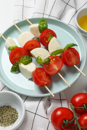 Concept of tasty Italian cuisine food - Caprese saladの写真素材