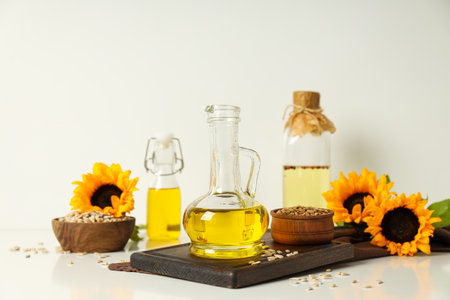 Concept of ingredients for cooking - Sunflower oilの写真素材