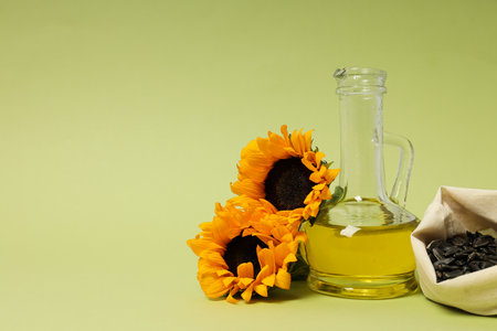 Concept of ingredients for cooking - Sunflower oilの写真素材