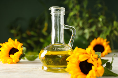 Concept of ingredients for cooking - Sunflower oilの写真素材