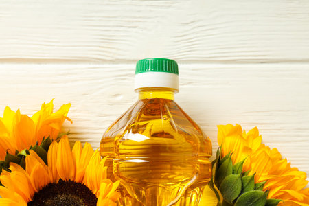 Concept of ingredients for cooking - Sunflower oilの写真素材