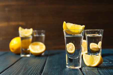 Concept of strong alcoholic drink - vodka drinkの写真素材
