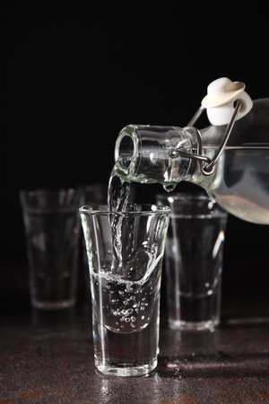 Concept of strong alcoholic drink - vodka drink