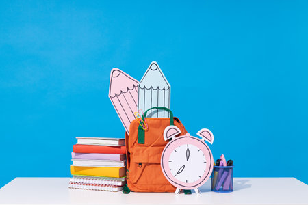Concept of school and education and different accessories for schoolの写真素材