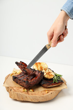 Tasty fried food - barbecue ribs, tasty fried meatの写真素材