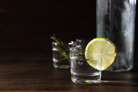 Concept of strong alcoholic drink - vodka drinkの写真素材