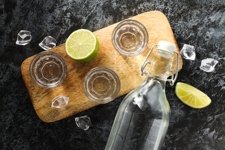 Concept of strong alcoholic drink - vodka drink