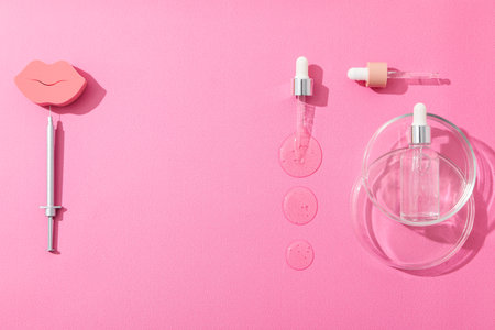 Concept of face and skin care with Hyaluronic acidの写真素材