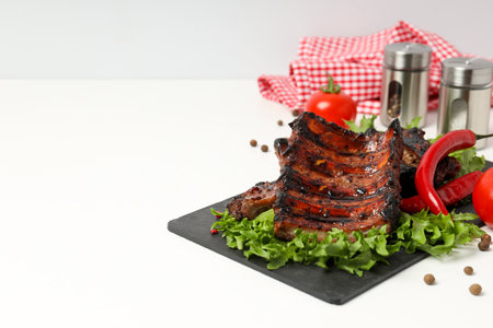 Tasty fried food - barbecue ribs, tasty fried meat