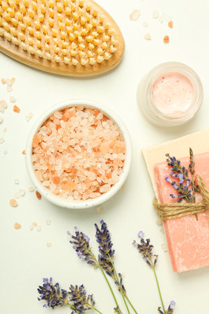 Concept of skin and face care, lavender cosmeticの写真素材