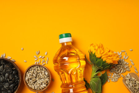 Concept of ingredients for cooking - Sunflower oilの写真素材