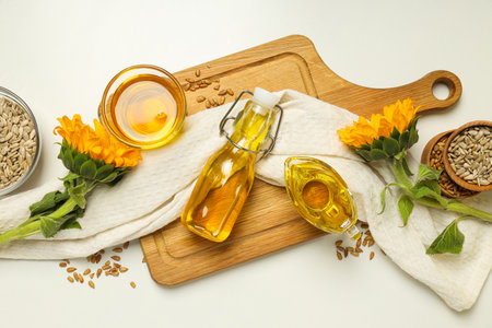 Concept of ingredients for cooking - Sunflower oilの写真素材