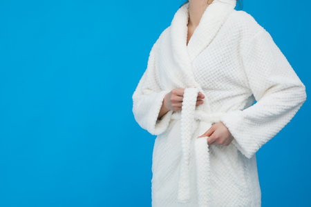 Bath accessories and supplies, composition with bathrobeの写真素材