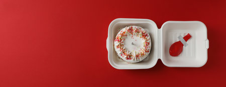 Concept of congratulation and celebration with bento cake in box