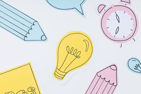 Concept of school and education and different accessories for school
