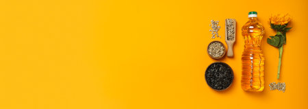 Concept of ingredients for cooking - Sunflower oilの写真素材