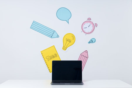 Concept of school and education and different accessories for school