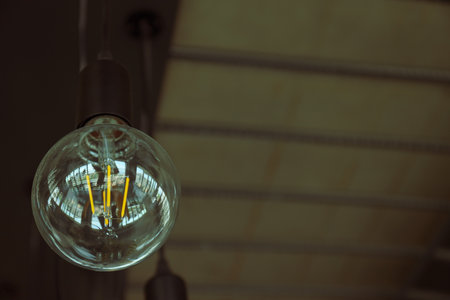 Edison lamp in the loft style in the office, coworking spaceの写真素材