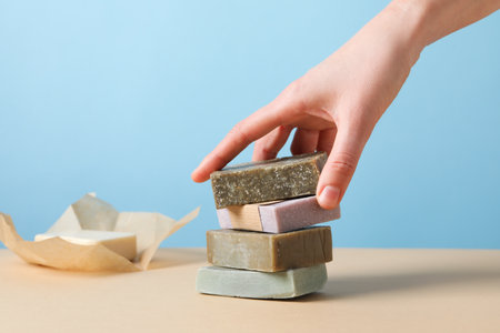 Concept of hygiene and spa products - soapの写真素材