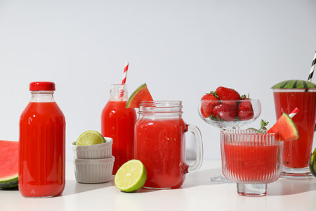 Concept of fresh and tasty summer drink - Watermelon smoothieの写真素材