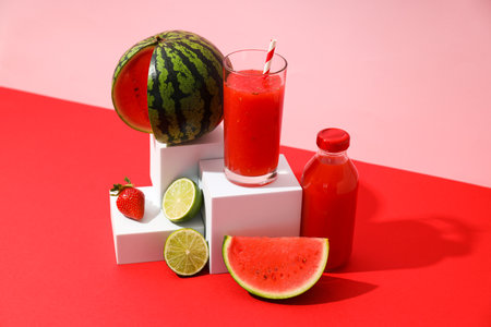 Concept of fresh and tasty summer drink - Watermelon smoothieの写真素材