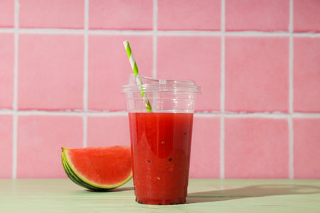 Concept of fresh and tasty summer drink - Watermelon smoothieの写真素材