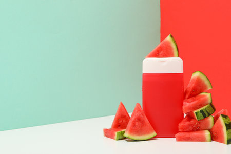 Concept of cosmetic and beauty procedures, watermelon cosmeticの写真素材