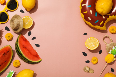 Concept of summer time with fresh watermelonの写真素材