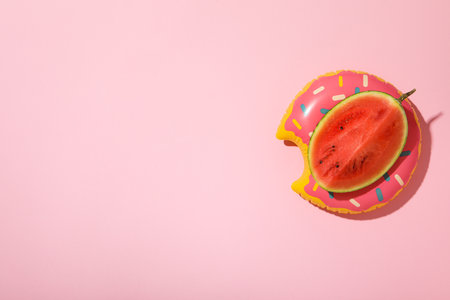 Concept of summer time with fresh watermelonの写真素材
