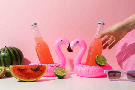 Concept of summer time with fresh watermelon