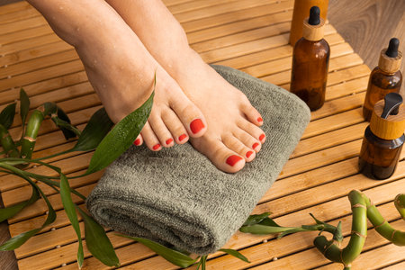 Concept of legs spa and care with beautiful young woman legsの写真素材