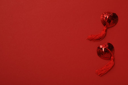 Sex toy nipple cover in the shape of hearts with sequinsの写真素材