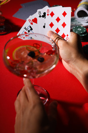 Poker game and gambling business, close upの写真素材
