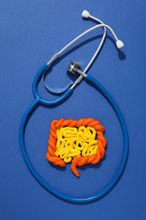 Concept of health care, stomach and intestinal problemsの写真素材