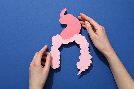 Concept of health care, stomach and intestinal problems