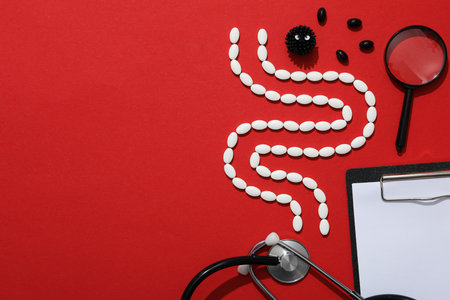 Concept of health care, stomach and intestinal problems