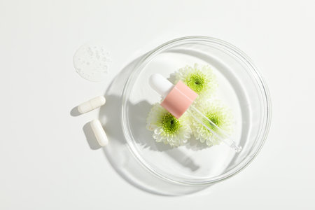 Concept of face and skin care with Hyaluronic acidの写真素材