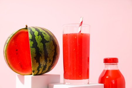 Concept of fresh and tasty summer drink - Watermelon smoothieの写真素材