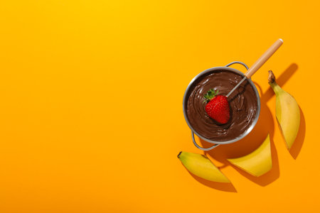 Concept of tasty sweet food - chocolate fondueの写真素材