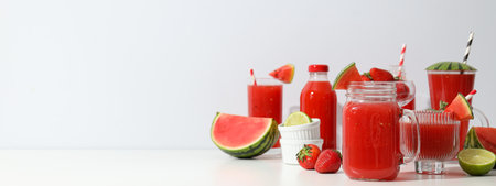 Concept of fresh and tasty summer drink - Watermelon smoothieの写真素材
